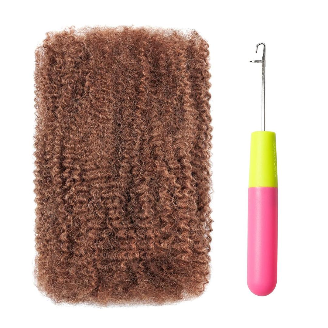 EV&ET Pre-sretched Afro Kinkys Bulk Human Hair Human Hair for Locs/Twists/Braids/Repair Locs Afro Kinky Curly Bulk Can Bleach And Dye(#30,12inch 50g)