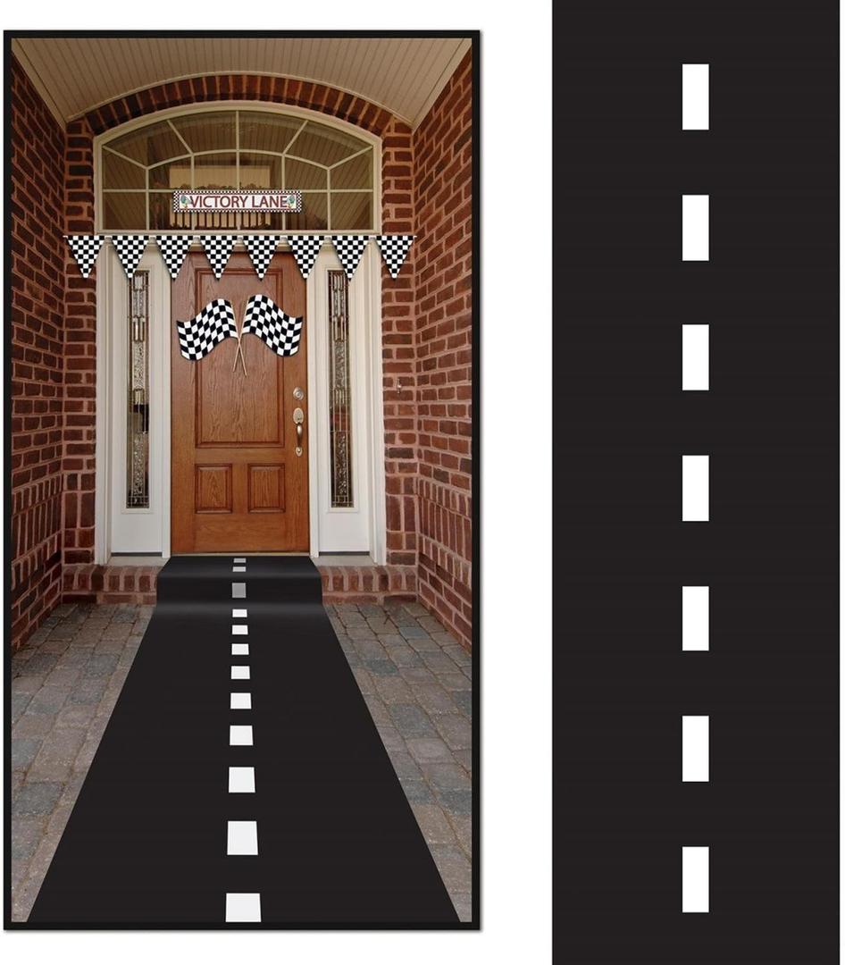 Super Z Outlet 10ft Long Racetrack Floor Running Racer Party Decoration Mat Drag Race Car Road Go Kart Theme Birthday Games (2ft Wide)
