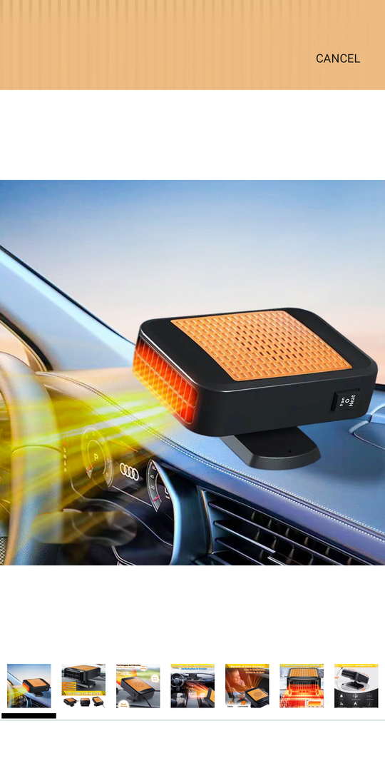 Car Heater & Windshield Defogger – 12V 200W Fast Heating & Cooling Fan, 360° Rotatable Plug-In Car Heaters for Vehicle, Truck, SUV, RV | Portable Car Defroster for Winter Driving