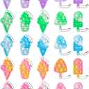 25Pcs Mini Ice Cream Pop Keychain Fidget Toys, Ice Cream Party Favors Supplies, Silicone Mini Pop Toys Birthday for Kids Anxiety Stress Reliever for Adults