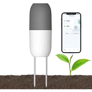 Haozee Smart Soil Moisture Sensor, WiFi Soil Moisture and Temperature Meter for Garden, Farm, Greenhouse, Waterproof
