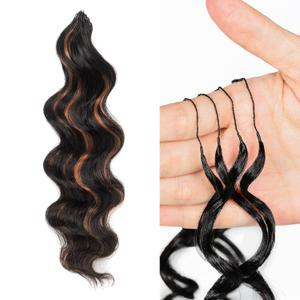 ToyoTress Ocean Wave Feather Crochet Human Hair - 12 Inch 50G Miracle Knots Water Deep Wave Crochet Human Hair For Black Women Brown Highlight Color Braiding Hair (12 Inch, P1B/30-50G)