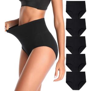 Women's High Waist Cotton Underwear Stretch Briefs Soft Comfy Ladies Panties MultiPack (X-Large, Black)