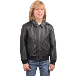 Milwaukee Leather LKK1930 Youth Size Black Leather Bomber Jacket (X-Large)