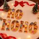 6PCS Bamboo Christmas Decorations Letters Charcuterie Board Box-(with 14 Balloons and Bow) HOHOHO Charcuterie Letters Fillable Food Christmas Party Supplies Table Decoration Food Tray Platter