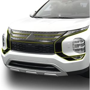 BOGAR TECH DESIGNS Middle Front Chrome Delete Overlay Compatible with Mitsubishi Outlander, Gloss Black (Grille)