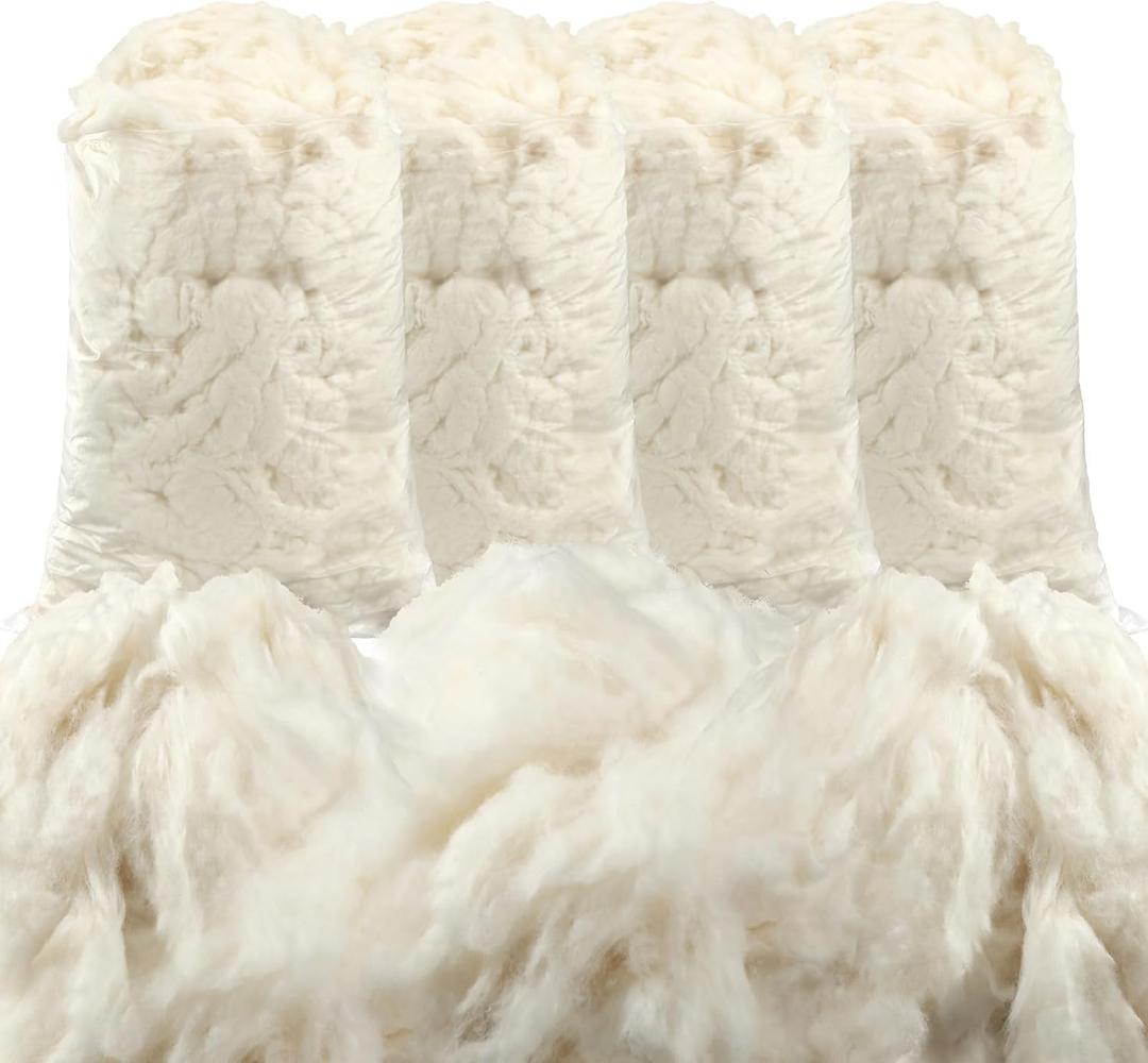 Berlune 2000g/4.4lb Organic Raw Cotton Stuffing Natural Cotton Filling for Pillow Upholstery Couch Dolls Art Crafts Stuffed Animals Filler