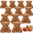 Sotiff 12 Pcs Mini Plush Bear 4 Inch Stuffed Bear Gift Bulk Animal Doll Keychain for Back to School Students Baby Shower Party Gifts(Brown)