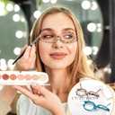 JO 2 Packs Makeup Reading glasses Magnifying Readers for Women with Spring Hinge One Eye Cosmetic Readers Rotating Lens (Tortoise/Blue, 3.50, x)
