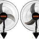 VEVOR Wall Mount Fan, 2 PCS 20 inch Oscillating, 3-speed High Velocity Max. 4000 CFM Industrial Wall Fan for Indoor, Commercial, Residential, Warehouse, Greenhouse, Workshop, Basement, Garage,Black