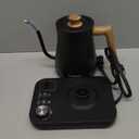 Gooseneck Electric Kettle, Electric tea Kettles, 1 Temperature Control for Pour-Over Coffee & Tea Brewing, Stainless Steel Inner, Quick Heating, Boil Hot Water, 1200W/0.8L (Black Wooden)