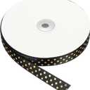 MECCANIXITY Polka Dots Grosgrain Ribbon, 75 Yards 5/8 Inch Black Polka Dots Ribbon Bow Decoration for Crafts Gift Wrapping Wedding DIY Handmade Decoration