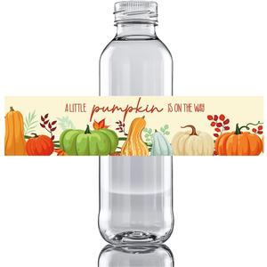 100 Pcs Fall Little Pumpkin Baby Shower Water Bottle Labels, A Little Pumpkin is on the Way Baby Shower Decorations for Gender Reveal Birthday Party Drink Stations A 03