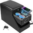 Center Console Organizer for Minivans, SUVs & Middle Van Seats - Floor-Mounted Lockable Storage Box with Dual Cup Holders, 7-Color Ambient Light & Wireless Charging, Ideal for Vehicle Interior