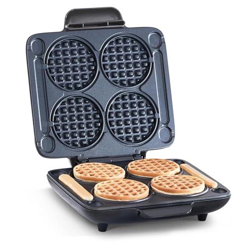 Dash Multi Mini Waffle Maker - Makes Four Waffles at Once for Family Breakfasts - Dual Nonstick Heating Plates & Easy-Release Surface - Compact & Fast-Heating - Graphite