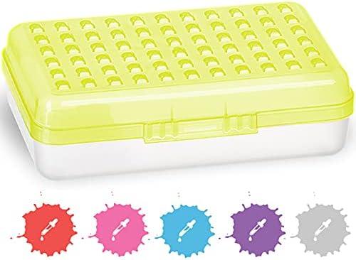 Enday Pencil Box Green, Plastic Small Dots Pencil Case, School Storage Utility Supplies Box Organizer with Snap Closure for Kids and Adults Also in Pink, Grey, Purple, Red, Blue, 1 PK