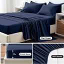 COZYART Queen Comforter Set 7 Pcs, Navy Blue Bed in a Bag, All Season Lightweight Soft Reversible Bedding Set, 1 Comforter, 1 Flat Sheet, 1 Fitted Sheet, 2 Pillow Shams, 2 Pillowcases