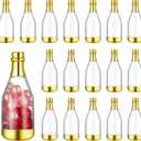 Cunhill 18 Pcs Mini Champagne Bottles Container Bulk Plastic Small Champagne Candy Bottles DIY Favor Mini Candy Jars Wedding Favors for Wedding Bridal Baby Shower Birthday (Clear and Gold)