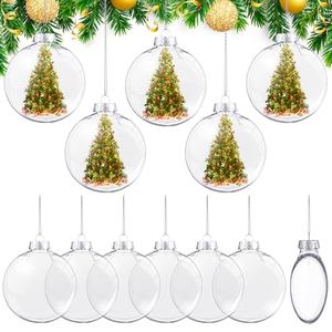 BBTO 12 Pcs 4 Inch Christmas Ball Ornaments Plastic Fillable Ornament Balls Clear Christmas Ornaments for DIY Craft Projects Round Christmas Tree Decor Birthday Wedding Halloween Decor 100 mm