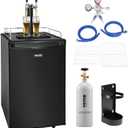 VEVOR Beer Kegerator, Dual Tap Commercial Draft Beer Dispenser for D system, Full Size Keg Refrigerator with 5lbs CO2 Tank, Hold 2 Sixth / 2 Ball lock keg, Black