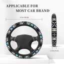 Ethnic Aztec Geometric Tribal Native Car Steering Wheel Cover Universal 15 Inch Stretch Cloth Non-Slip Wrap Protector Case Fit Auto Accessories Decor Sweat Absorption for Men Women