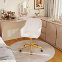 VECELO Modern PU Swivel Home Office Desk Chair with Back & Rolling Wheels, Adjustable Seat Height for Girls Women Bed Room Vanity Makeup/Task/Computer Work, White, 22.24in x 21.26in x 32.48in