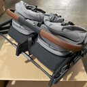 UPPAbaby Minu Duo Side-by-Side Double Stroller - Lightweight + Compact Design for Travel - Easy Fold- From Birth to Toddler - Independent Recline -Greyson(Charcoal Mélange/Carbon Frame/Saddle Leather)