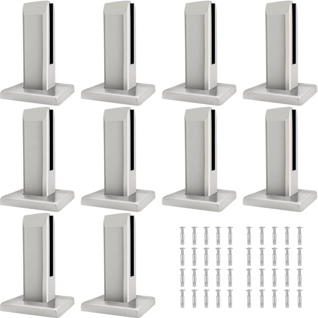 LukLoy 304 Stainless Steel Square Glass Spigots Pool Fence Spigot Clamp Home Garden Stairs Balustrade Railing Balcony Glass Floor Clamp (10 Pieces x 960g Brush)