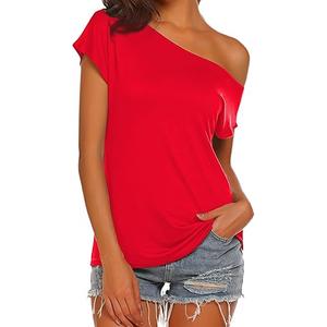 Women's Red Off The Shoulder T-Shirt, Small