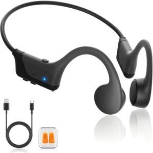 2025 Bone Conduction Bluetooth Headphones, Open-Ear Design, Sweatproof & Waterproof, HD Stereo Sound, 10Hrs Playtime, Lightweight for Daily Life (Gray-Black)