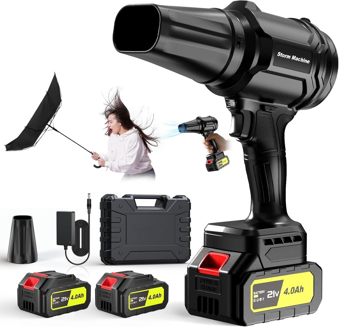 Cordless Leaf Blower 600000RPM - 21V Electric Leaf Blower with 24.0Ah Batteries & Fast Charger - Lightweight Handheld Blower for Patio, Lawn, Yard, Deck Cleaning Pure-Black