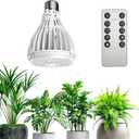 Dimmable Grow Light Bulb, Full Spectrum with Remote Control, Auto On Off Timing 4 8 12 Hrs, 32W PAR20 (350 Watt Equiv) Grow Lamp with Optical Lens for High PPFD, Energy Saving for Indoor Plants (Grey)