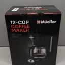 Mueller 12-Cup Drip Coffee Maker - Borosilicate Carafe, Auto-Off, Reusable Filter, Anti-Drip, Keep-Warm Function, Clear Water Level Window Coffee Machine, Kitchen Essentials & Accessories (Black)