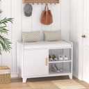 VECELO Shoe Bench for Entryway, 2-Tier Shoe Rack Organizer with Removable Seat Cushion for Bedroom, Hallway, Living Room, Slim, Pure Whtie