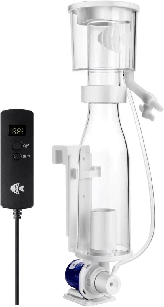 Protein Skimmers for Saltwater Aquariums, Hang On Protein Skimmer for Fish Tanks up to 80 Gallons, DC Pinwheel Pump with Controller, Not for Rimmed Tank