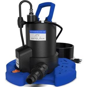 Automatic Pool Cover Pump - 1 HP 3500 GPH Submersible Water Pump with Check Valve and 3 Adapters, 29.5FT Cord for Pumps Above Ground Automatic On/Off System, Sump Pump for Basement Floods, Pond Pump