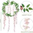 Sggvecsy 6Pcs Wisteria Garland Artificial Flowers Garland Fake Hanging Wisteria Vines Rattan Silk Hanging Flower Vines for Home Garden Outdoor Wedding Arch Party Ceremony Total 35.4Ft (Pink)