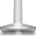 Range Hood 30 inch, Wall Mount Range Hood Ducted/Ductless, Kitchen Hood in Stainless Steel, Vent Hood with Baffle Filters, 3 Speed Fan, Push Button Control, Energy-Saving LED Light, Stainless Steel 