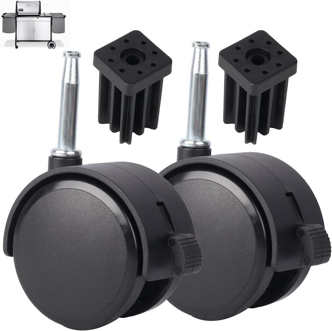 6414 Wheels w/Caster Insert for Weber Grill Wheels Replacement Webber Genesis 1000-5000/Silver/Gold A/B/C, Summit & Platinum I Parts, 65936 Swivel Caster for Weber Genesis Silver Grill Parts, 2PCS
