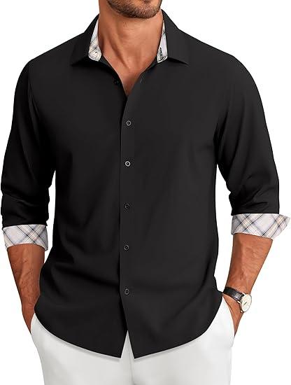 COOFANDY Men's Long Sleeve Button Down Shirts Casual Untucked Shirt Regular Fit Dress Shirt (3X-Large)