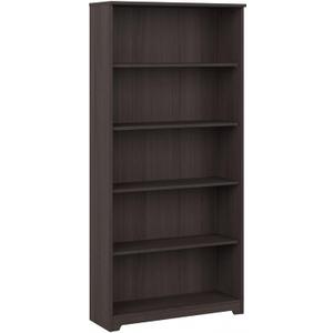 Bush Furniture Cabot Tall 5 Shelf Bookcase | Large Open Bookshelf in Heather Gray | Sturdy Display Cabinet for Library, Living Room, and Home Office