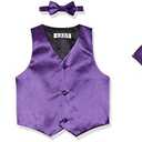 4 Piece Formal Vest Set Combo with Tuxedo Vest, Tie, Bow Tie, and Handkerchief, 5