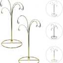 HOHIYA Ornament Display Stand Holder Christmas Hanger Hook Dog Cat Glass Ball Bauble 4 Arms 12inch Gold 2 Pcs
