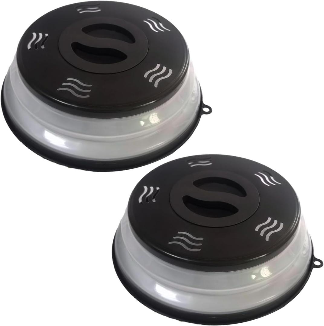 Microwave Splatter Cover Vented for Food, Splatter Guard & Colander Kitchen Gadget for Fruit Vegetables Microwave Plate Cover with Hook Hole,Dishwasher-Safe,BPA-Free Silicone & Plastic (2Pack)