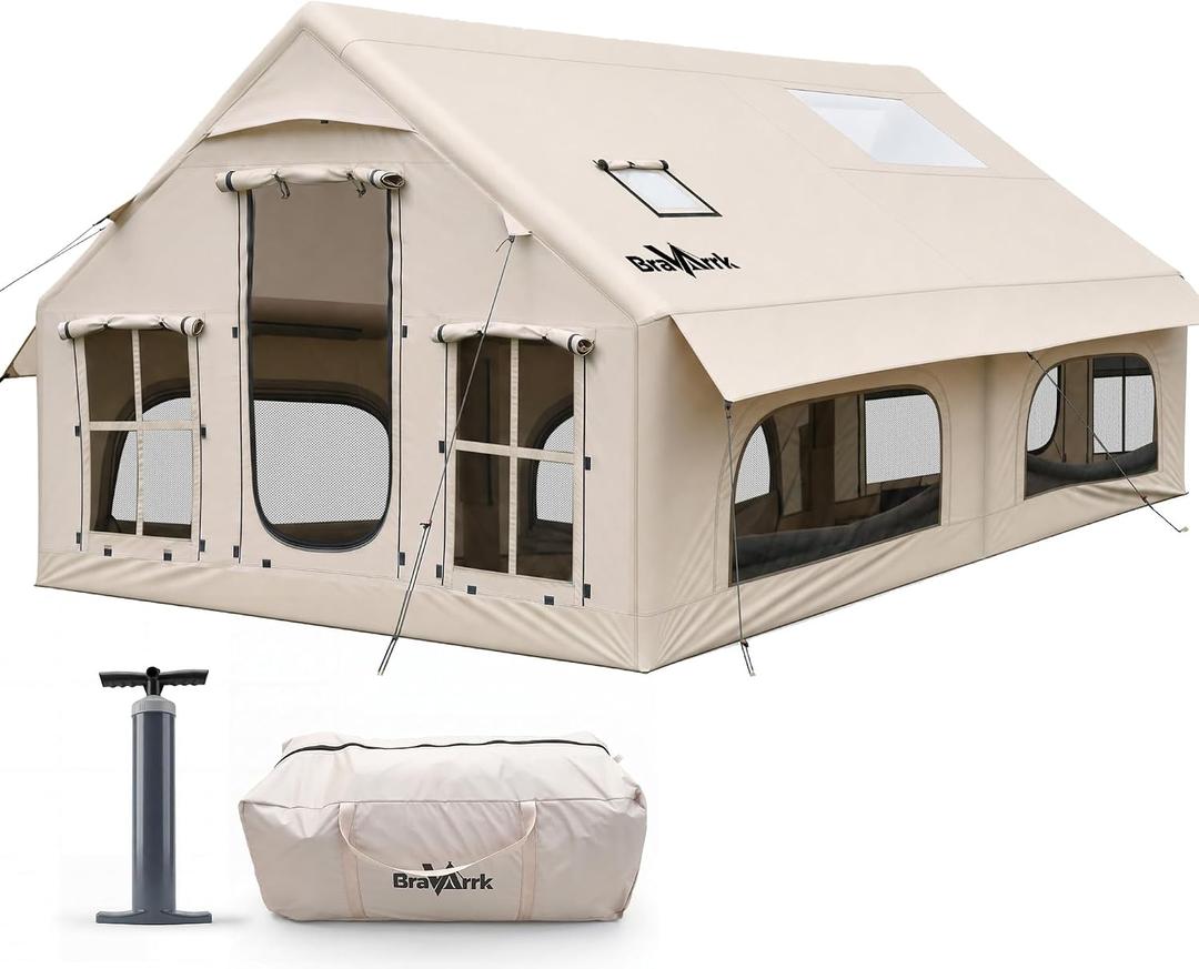 Inflatable Tent for Camping 8-12 Person, 4 Season Family Glamping Tent, 129 square feet