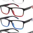acavefox 4 Pack Reading Glasses Men Readers Computer Blue Light Blocking Comfortable Fashion Eyeglasses (Strength 3.75)