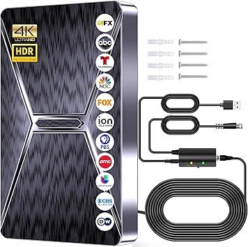 2026 Upgraded Indoor TV Antenna, 3500+ Miles Range HD Digital Antenna for Smart TV, Strongest with Amplified Signal Booster Supports 4K 8K 1080p All TVs 38FT Coaxial Cable for Local Channels