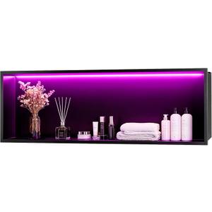 WICHEMI Shower Niche No Tile Needed for Bathroom Storage, Shower Niche RGB LED Lights Waterproof Recessed Wall Niche 36" X 12" 304 Stainless Steel Bathroom Niche for Shower Wall, Matte Black
