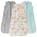 Unnivoll Baby Sleep Sack 12-18 Months 0.5 Tog Wearable Blanket Baby, 3 Pack 100% Cotton Lightweight Sleeping Sack with 2-Way Zipper for Infant Toddler Apricot Gray Green Elephant