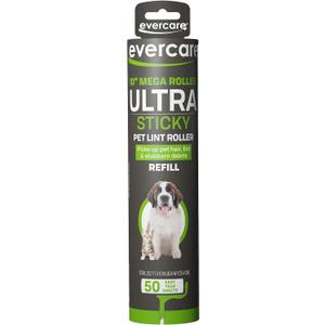 Evercare 10 Mega All-Purpose Pet Hair Lint Roller Refill, 50 Sheets  Sticky Roller for Pet Hair, Cat & Dog Hair Remover, Lint Remover, Pet Hair Remover for Furniture, Clothing & Cars